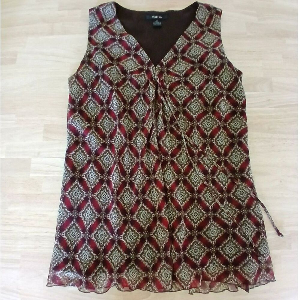 Silky Sheer Lined Top Beachy Boho Sleeveless Spring Summer Women's Size 10